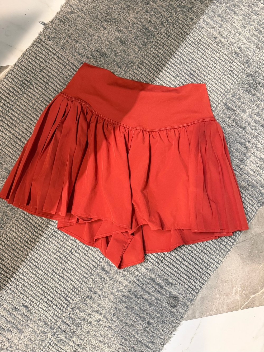 Women’s Pleated Layered Red Shorts